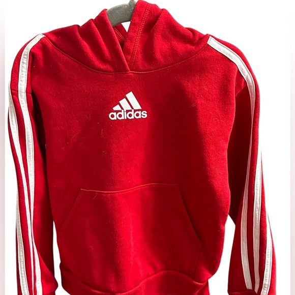 adidas Other - adidas Red Kids Hoodie with White 3-Stripe Detail